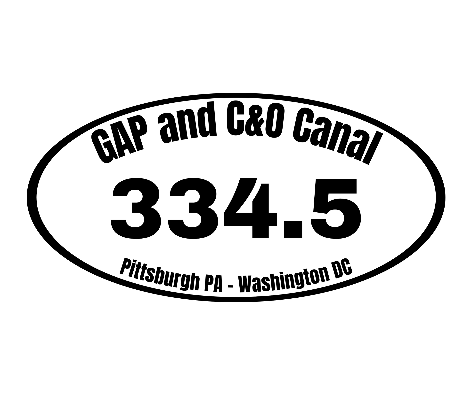 C&O Canal Towpath Sticker 334.5 miles