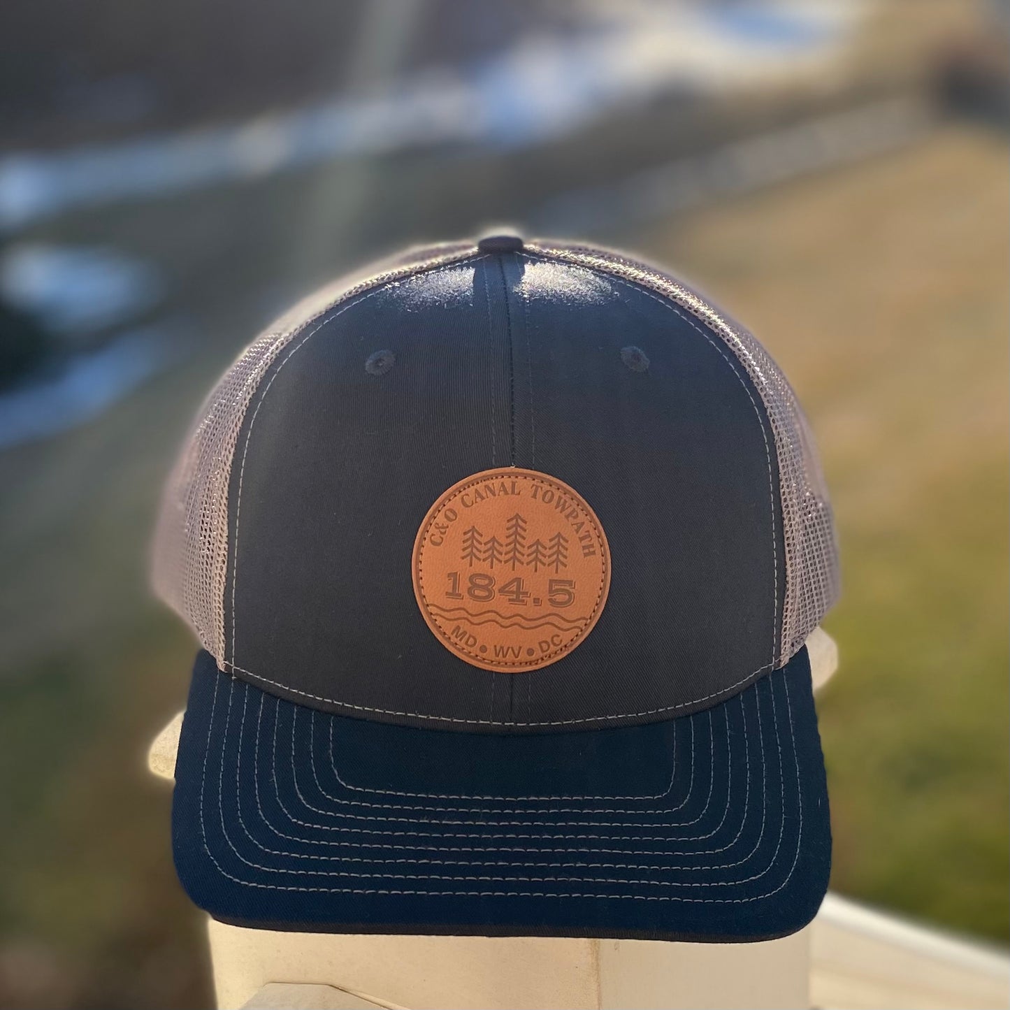 c and o canal trucker hat black and grey