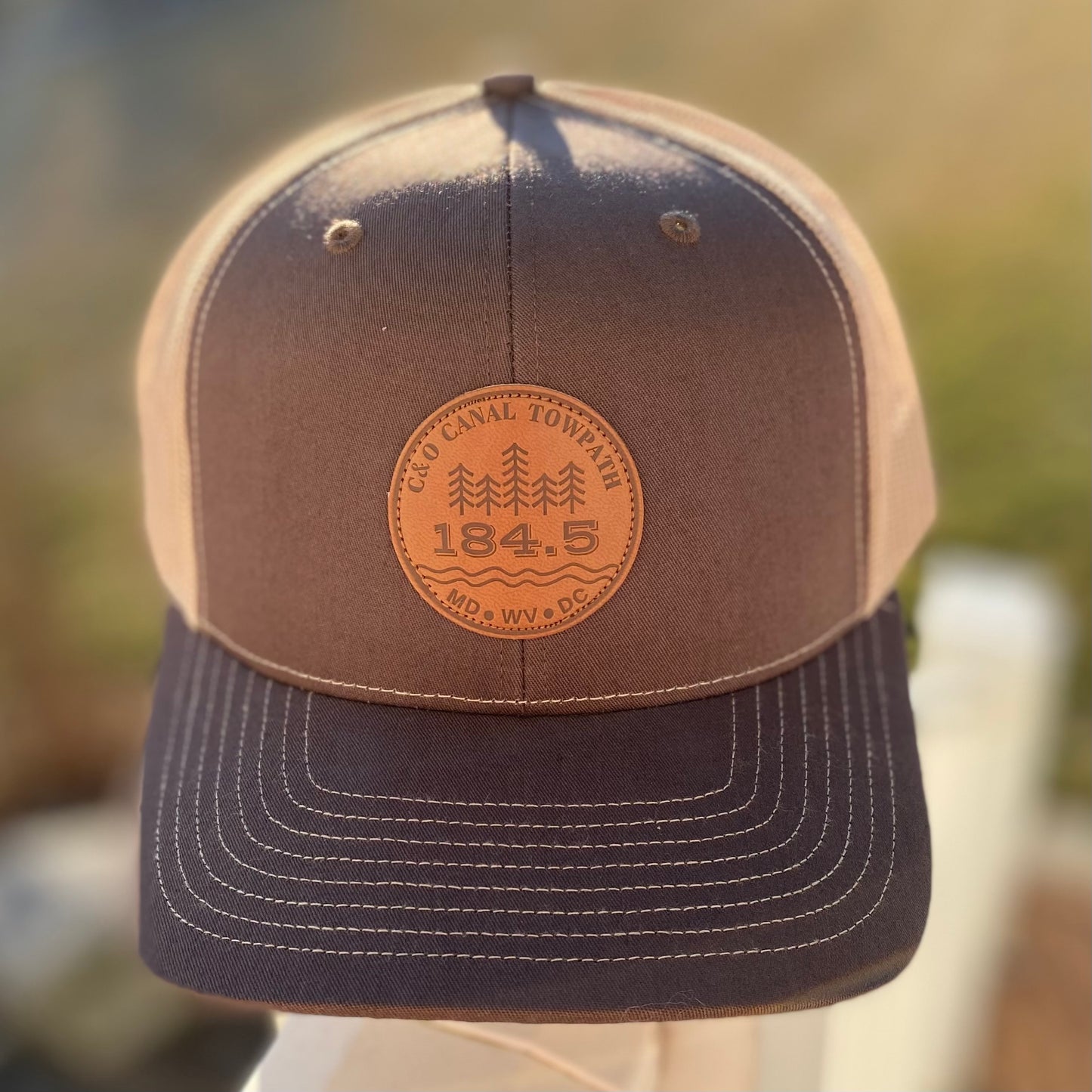 c and o canal trucker hat brown and tan